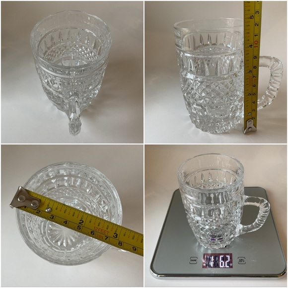 Bohemian Czech Cut Crystal Diamond Point Mugs Set of 2 Vintage 1980s - Picture 16 of 16